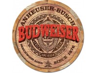Enseigne Budweiser en métal ronde / Barrel End 